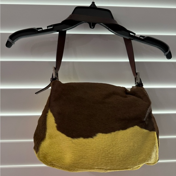 FENDI VINTAGE Pony Hair Mama Bag Brown/Yellow Women's Bag - Picture 5 of 13